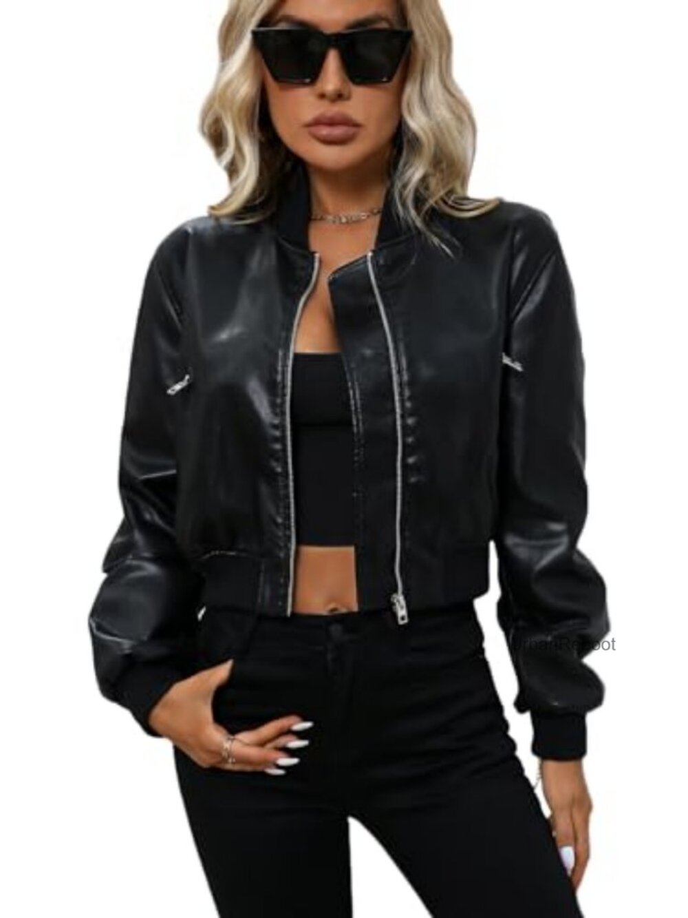 Faux Leather Varsity Jacket Bomber Streetwear Casual Coat